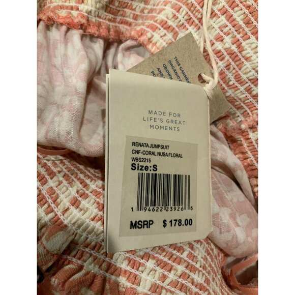 Faherty Renata Jumpsuit Coral Nusa Floral Pink Size S NWT! $178 Removable Straps - Picture 10 of 11